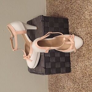 Elegant White and Pink Women's Heels